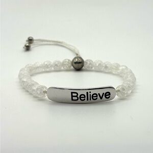 Crackle Quartz Inspiration Believe Beaded Bracelet